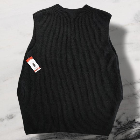 NWT Vince Camuto Super Soft Black Knit Sweater Vest sz XL - Picture 2 of 7